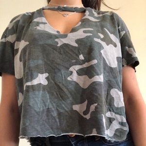 Camo crop top with cut out